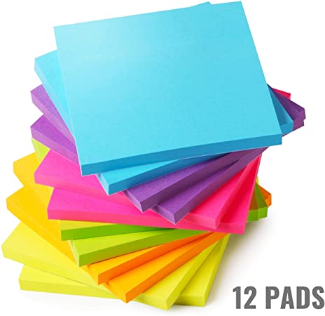 Mr. Pen- Sticky Notes, Sticky Notes 3x3 inch, 12 Pads, Colored Sticky Notes, Sticky Notes, Sticky Note Pads, Stick Notes, Sticky Pad, Colorful Sticky Notes Pack, 3x3 Sticky Notes