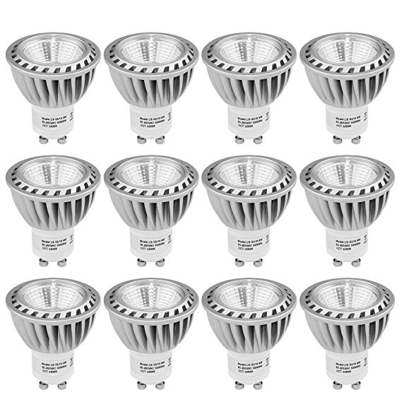 SHINE HAI GU10 Led Light bulbs 50W Equivalent, 100% Aluminum Reflector 5000K Daylight White, 40 Degree Beam Angle, CRI&gt;85, Non-Dimmable, Pack of 12