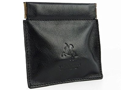 Mens Snap Top LEATHER Coin Purse by Visconti Classic 2 Colours Black Dark Brown