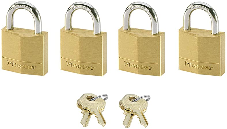 Master Lock Solid Brass 20mm Padlock 3-Pin - Keyed Alike x 4