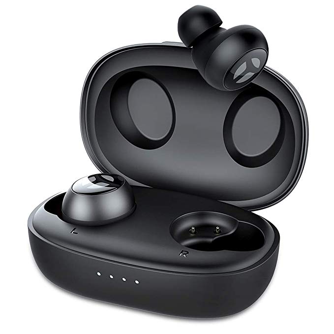 Bluetooth 5.0 Deep Bass 10mm Driver True Wireless Earbuds Built-in Mic, TRANYA Rimor Touch Control Sports Wireless Headphones, 8 Hours Continuous Playtime, 40 Hours Total Playtime with Charging Case