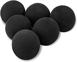 Skyflame Ceramic Fire Balls, Set of 6 Round Fire Stones Set for Indoor and Outdoor Fire Pits or Fireplaces Accessory, 5 Inch, Black