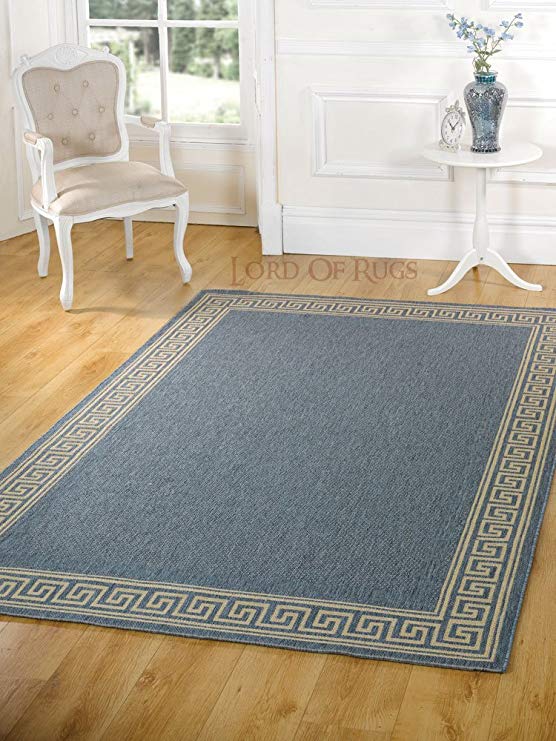 Lord of Rugs Large Modern Flatweave Rug Carpet (Blue, 80 x 150 cm (2'7 x 5'))