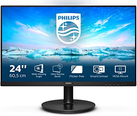 Philips 242V8LA - 24 Inch FHD Monitor, 75Hz, 4ms, VA, Speakers LowBlue, Flickerfree (1920 x 1080, 250 cd/m², HDMI/VGA/DP)