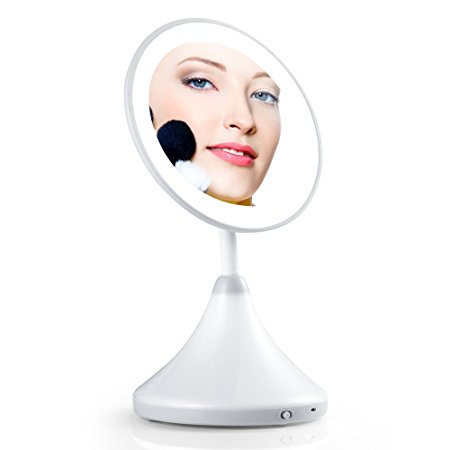 Easehold 7X Magnifying LED Lighted Vanity Mirror Makeup Countertop Bathroom Use 360¡ã Rotation with Night Light Lamp Base (Pure White)