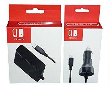 HOME AND CAR POWER ADAPTER CHARGER ACCESSORY KIT FOR NINTENDO SWITCH VIDEO GAME CONSOLE