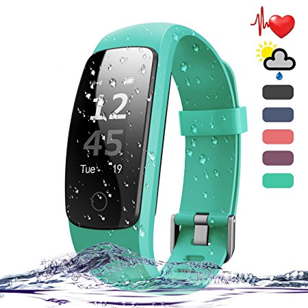 Fitness Tracker HR,Teslasz T107Plus Bluetooth 4.0 Pedometer with Heart Rate Monitor Auto Sleep Monitor Activity Tracker for Android IOS Smart Phone