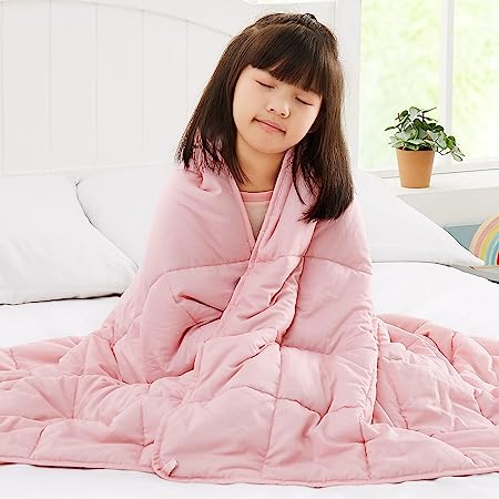 Topcee Weighted Blanket (7lbs 40"x60") Cooling Breathable Heavy Blanket Microfiber Material with Glass Beads Small Blanket for Kids All-Season Summer Fall Winter Soft Thick Comfort Blanket