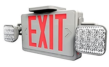 Ciata Lighting LED Red Exit Sign & Emergency Light Combo with Battery Backup