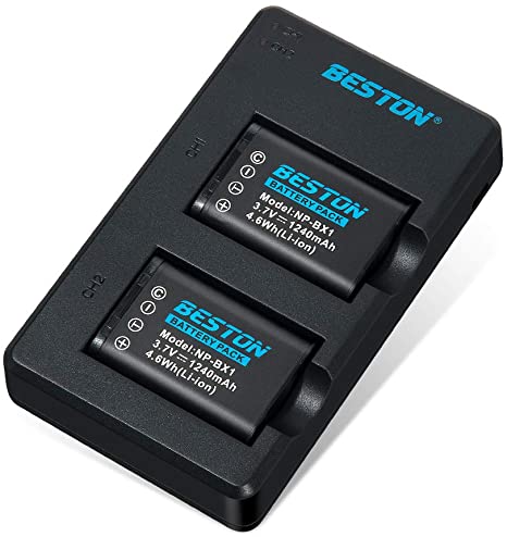 BESTON 2-Pack NP-BX1 Battery Packs and Rapid USB Charger Set for Sony CyberShot RX100, RX100 II, RX100 III, RX100 IV, RX100 V, RX100 VI, RX100 VII, RX1