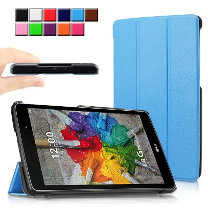 LG G Pad X 8.0 / G Pad 3 III 8.0 Case, Infiland Tri-Fold Ultra Slim Stand Frost Back Smart Case cover for LG G Pad X 8.0 (T-Mobile V521WG)/ G Pad 3 III 8.0 V525 8-Inch Tablet , Sky Blue