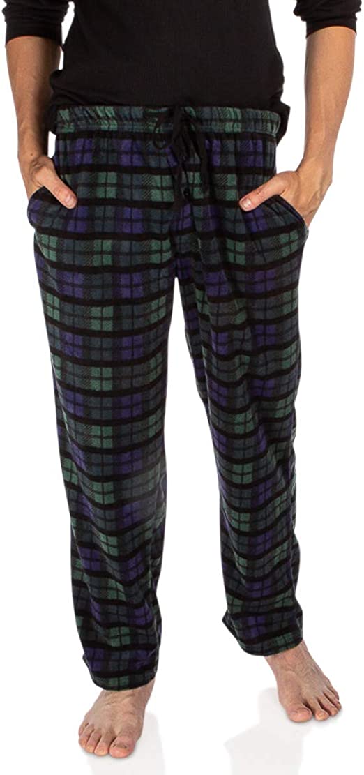 DG Hill Plaid Pajama Pants for Men, Fleece Lounge Pants Men with Pockets and Drawstring