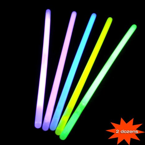 Glow Sticks Bulk -- Neon Glowing Concert Lumistick Sticks -- Party Pack 24 pieces -- Yazycraft