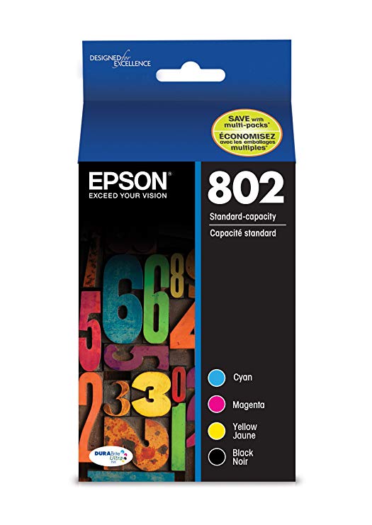 Epson T802120-BCS DURABrite Ultra Black and Color Combo Pack Standard Capacity Cartridge Ink