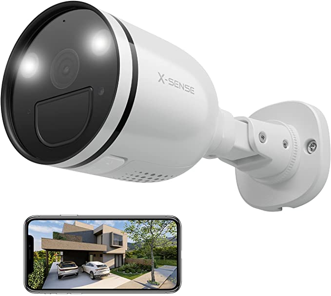 X-Sense 2K Security Spotlight Camera, 2.4/5 GHz Wi-Fi Outdoor Camera, IP66 Waterproof, 156° Viewing Angle, Color Night Vision with Motion-Activated Lights, 2-Way Audio