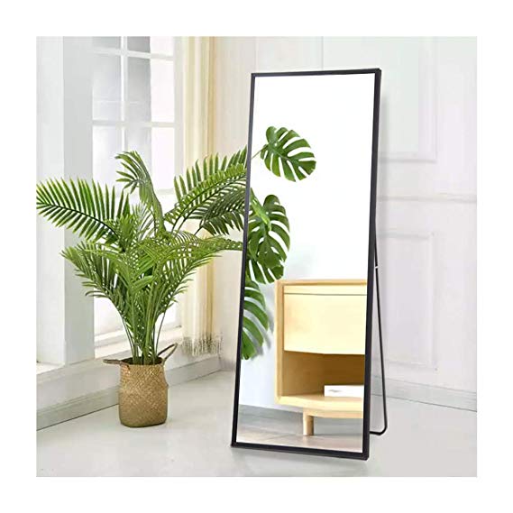 Beauty4U Full Length Mirror Floor Mirror Dressing Mirror Standing or Leaning, Bedroom Mirror with PS Frame, 65" x 23.6", Black