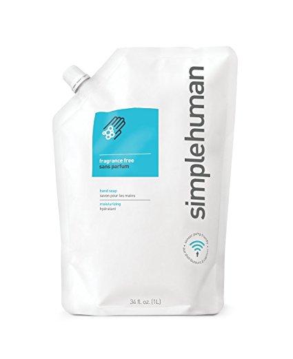 simplehuman Fragrance Free Moisturizing Liquid Hand Soap Refill Pouch, 34 Fl. Oz.