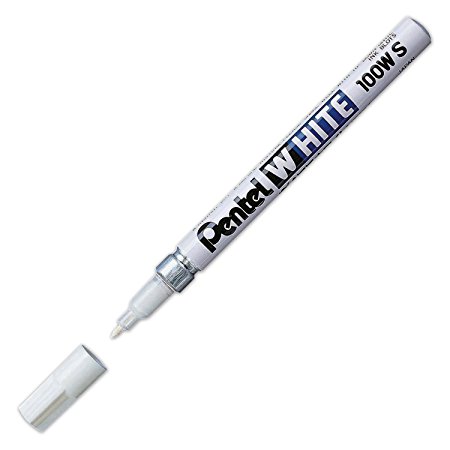 Pentel Permanent Marker, White, Fine Point, 1 Pack (100W-S)