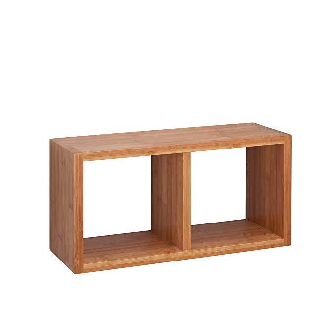 HoneyCanDo Bamboo Double Cube Wall Shelf,