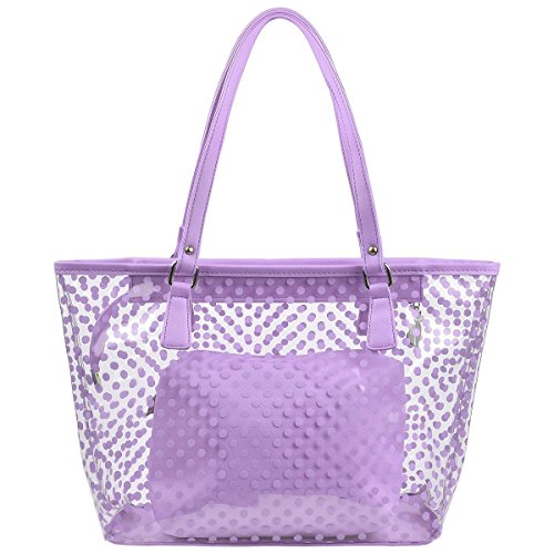 MICOM Cute Neno Candy Color Polka Dot Clear Beach Tote Shoulder Handbag