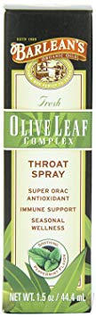Barlean's Organic Oils Olive Leaf Complex Throat Spray, Peppermint Flavor 1.5-Ounce (Pack of 2)