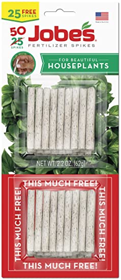 Jobe’s Fertilizer Spikes for All Indoor Houseplants 13-4-5 Time Release Fertilizer, 50 Spikes per Package