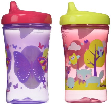 Gerber Graduates Advance Developmental Hard Spout Sippy Cup in Assorted Colors-2 Pack, 10-Ounce (Theme May Vary)