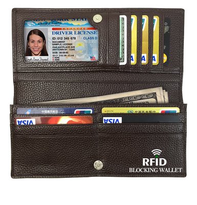 RFID Blocking Wallet, Women RFID Blocking Genuine Leather Bifold Change Wallet Clutch