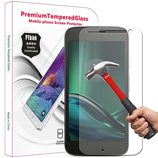 Moto G4 Screen Protector, PThink® Tempered Glass Screen Protector for Moto G4 with 9H Hardness/Anti-scratch/Fingerprint resistant