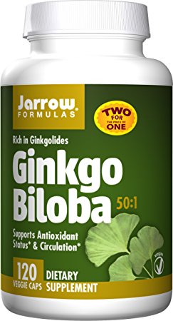 Jarrow Formulas Ginkgo Biloba 60mg, Supports Antioxidant Status & Circulation, 120 Count (Pack of 2)