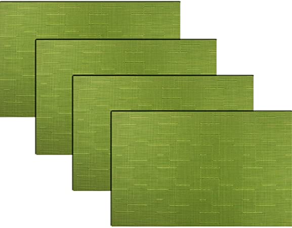 pigchcy Plastic Placemats,Durable Heat-Resistant Placemats for Dining Table,Washable Woven Vinyl Kitchen Placemats Set of 4(18"X12",Sage Green)
