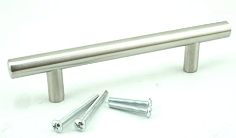 SEARCH FOR B06Y4C5V67 for newer version. SOLID Stainless Steel Satin Nickel (25-Pack with Template) Bar Handle Pulls for Cabinets. Approximately 6" long, holes spacing 3 3/4" and comes with Template.