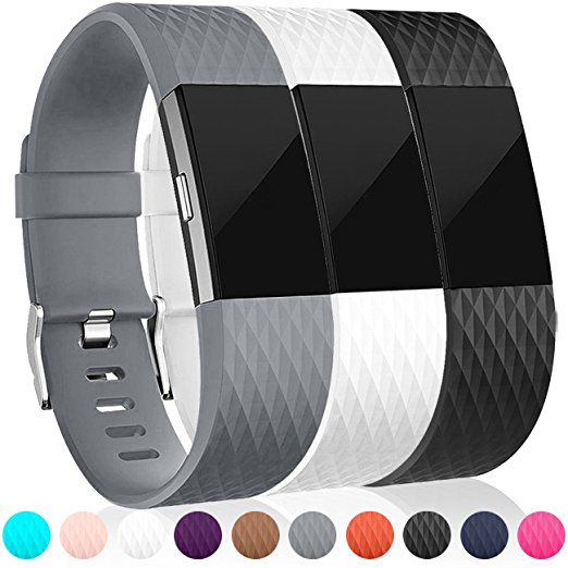 For Fitbit Charge 2 Bands(3 Pack), Maledan Replacement Accessory Wristbands for Fitbit Charge 2 HR, Large Small