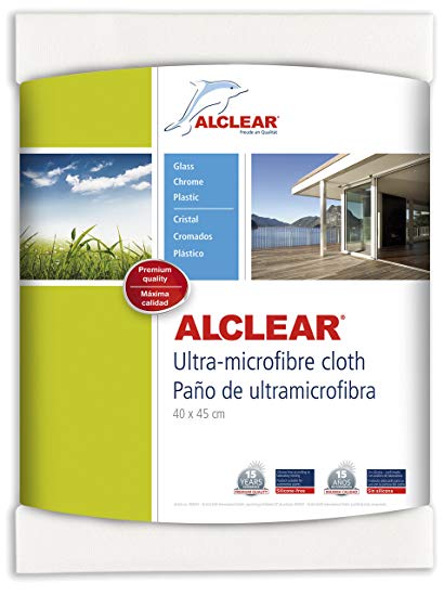 ALCLEAR 950002 Ultra-microfiber Cloth for Window, glass cleaning and clear water - nothing else! White. Size: 23.62 x 17.72 in