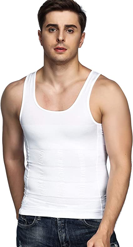 Odoland Men's Body Shaper Slimming Shirt Tummy Vest Thermal Compression Base Layer Slim Muscle Tank Top