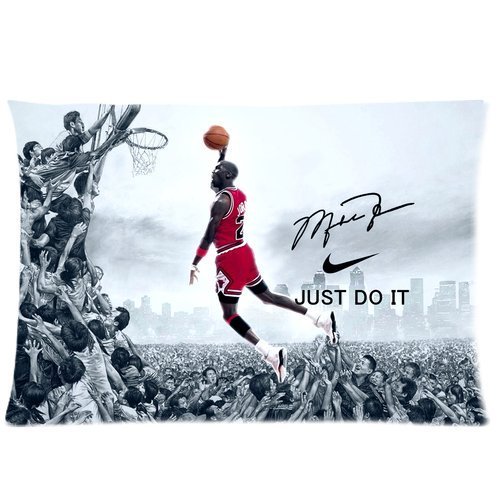 Coolest NBA Chicago Bulls Michael Jordan Custom Zippered Pillowcase Pillow Cases Cover 20x30 (one side) Standard Size NIKE JUST DO IT Dunk