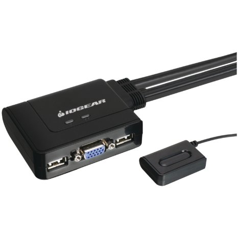 IOGEAR 2-Port USB KVM Switch with Cables and Remote GCS22U Black