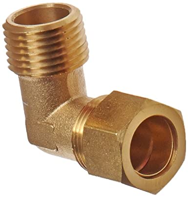 Anderson Metals 50069 Brass Compression Tube Fitting, 90 Degree Elbow, 5/8" Tube OD x 1/2" NPT Male Pipe