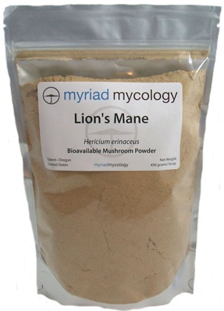 Myriad Mycology Lion's Mane Mushroom Powder 16oz or 1lb, Made in USA / Hou Tou Gu, 456g
