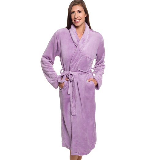 Silver Lilly Women's Robe - Plush Wrap Shawl Collar Kimono Bathrobe