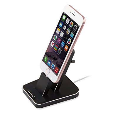 iPhone Dock,Aluminum iPhone Desk Charger Stand Dock Station Holder for iPhone 7/7Plus/6S/ 6/6 Plus/SE/5S and Samsung S7/S7 eage (Black)