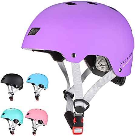 NESSKIN Skateboard Bike Helmet for Kids & Youth & Adults-ASTM & CPSC Certified Two Removable Liners Ventilation Multi-Sport Scooter Roller Skate Inline Skating Rollerblading Cycling