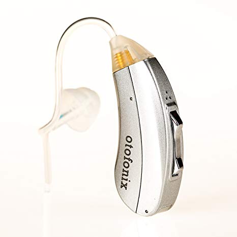 Otofonix Encore Premium Hearing Amplifier with Telecoil and Adaptive Dual Directional Microphones to Improve Background Noise Reduction and Feedback Canceling to Assist and Aid Hearing (Gray, Left)