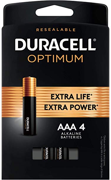 Duracell Optimum 1.5V Alkaline AAA Batteries, Convenient, Resealable Package