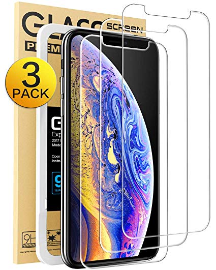 Mkeke Compatible with iPhone Xs Max Screen Protector,Tempered Glass Film for Apple iPhone Xs Max, 3-Pack