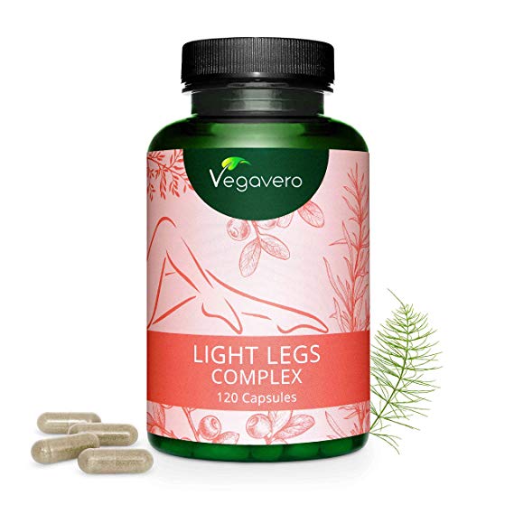 VEGAVERO® Light Legs Complex | Natural Support with Vine Leaf, Butcher's Broom Root, Bilberry Fruit, Gotu Kola & Horsetail Extract | 120 Capsules | 100% Vegan