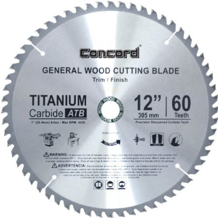 Concord Blades WCB1200T060HP 12-Inch 60 Teeth TCT General Purpose Hard and Soft Wood Saw Blade