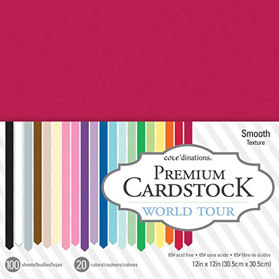 American Crafts 377713 World Tour Core'dinations 12 X 12" Value Pack 100 Sheets,World Tour