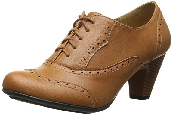 Refresh Women Leatherette Lace up Oxford Chunky Heel Bootie