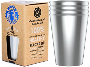 Kids Stainless Steel Cups 8 oz (Set of 4), Perfect for Toddlers & Babies - Healthy Unbreakable Metal Cups for Drinking